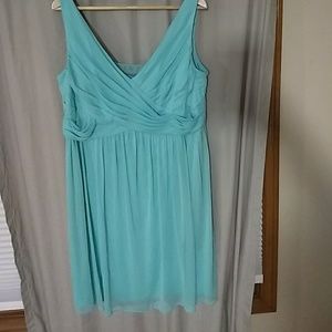 Davids bridal short mesh dress with cowl back.